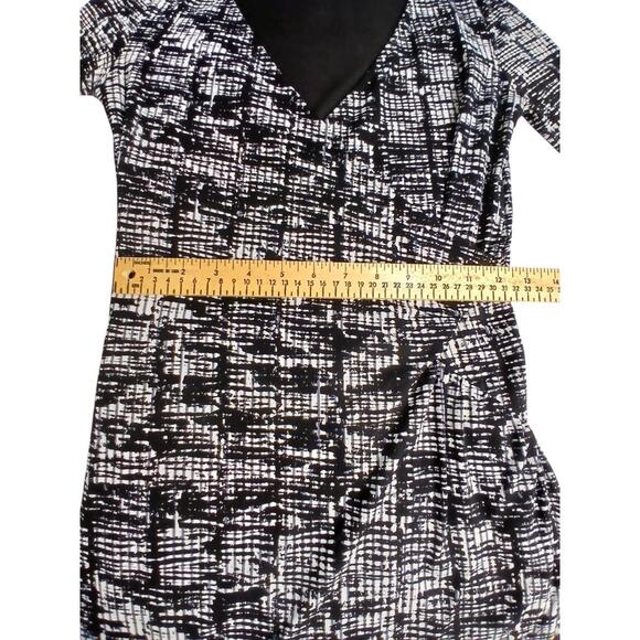 Mexx Black White Striped Faux Wrap Dress XS / Robe Mexx Rayée Noir Blanc XS - Picture 3 of 6